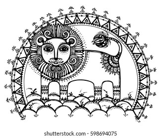 cute ethnic stylized lion