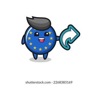cute europe flag badge hold social media share symbol , cute style design for t shirt, sticker, logo element