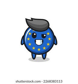 cute europe flag badge mascot with an optimistic face , cute style design for t shirt, sticker, logo element