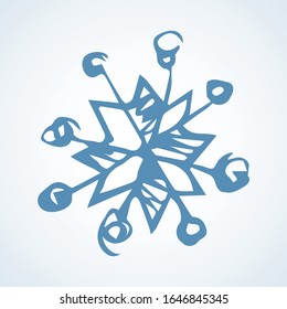 Cute eve natal icy asterisk pictogram template of nativity design on light sky backdrop. Freehand outline black ink hand drawn logotype emblem design in scribble retro style pen on paper text space