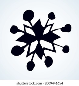 Cute eve natal icy asterisk pictogram template of nativity design on light sky backdrop. Freehand outline black ink hand drawn logotype emblem design in scribble retro style pen on paper text space