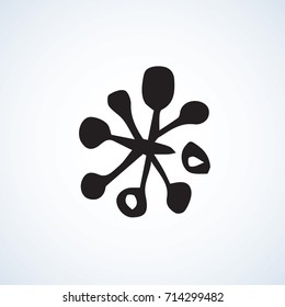 Cute eve natal icy asterisk pictogram template of nativity holiday design on light blue sky backdrop. Freehand outline black ink hand drawn picture emblem sketchy in scribble retro style pen on paper