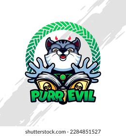 Cute Evil Cat Mascot is Casting a Spell