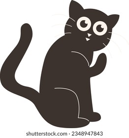 Cute Evil Halloween Black Cat Witch Vector Illustration