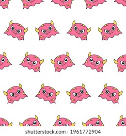 cute evil monster seamless pattern textile print. Great for summer vintage fabric, scrapbooking, wallpaper, giftwrap. repeat pattern background design