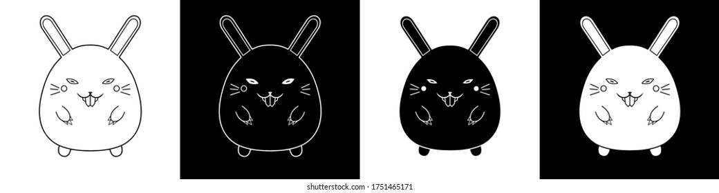 Cute Evil Rabbit Illustration  Black White