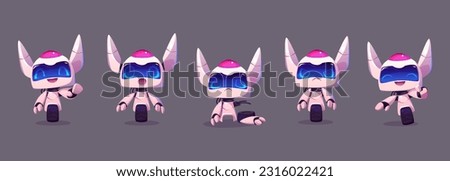 Cute evolution robot ai mascot character cartoon illustration. Modern chatbot friend icon with sad, happy and frightened computer design set. Futuristic artificial intelligence creative android