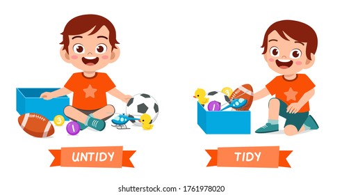 cute example of opposite word antonym for kid