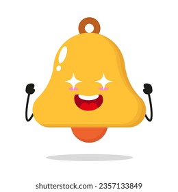 Cute excited bell character. Funny electrifying chime cartoon emoticon in flat style. bell vector illustration