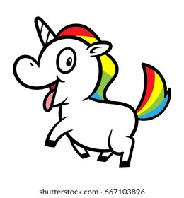 Cute Excited Cartoon Unicorn Vector Illustration