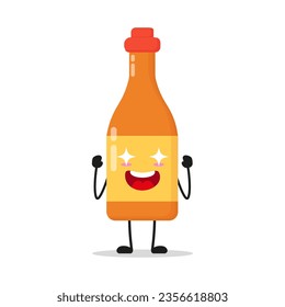 Cute excited chili sauce bottle character. Funny electrifying food cartoon emoticon in flat style. chili sauce bottle emoji vector illustration