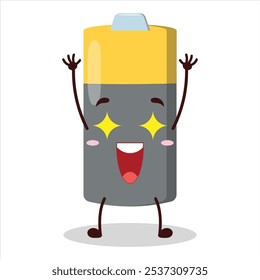 cute excited expression of battery character