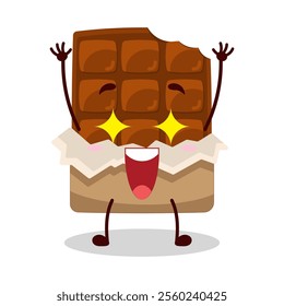 cute excited expression of bite chocolate bar character
