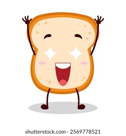 cute excited expression of bread cartoon character
