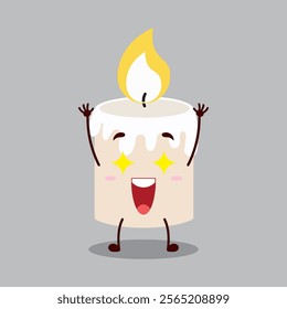 cute excited expression of candle cartoon character
