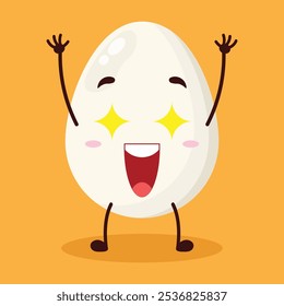 cute excited expression of chicken egg character
