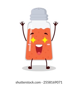 cute excited expression of chili powder cartoon character
