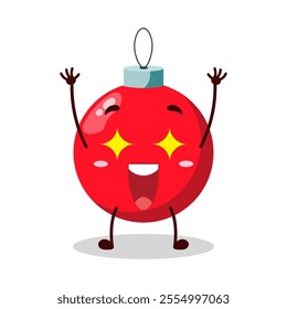 cute excited expression of Christmas ball cartoon character