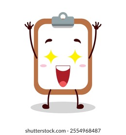 cute excited expression of clipboard cartoon character