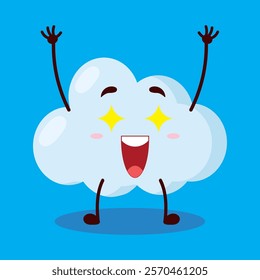 cute excited expression of cloud cartoon character
