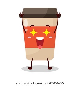 cute excited expression of coffee cup cartoon character
