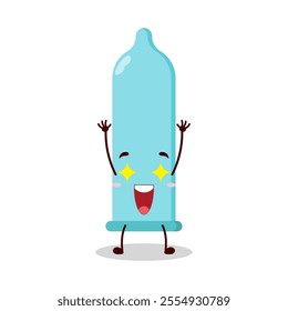 cute excited expression of condom character