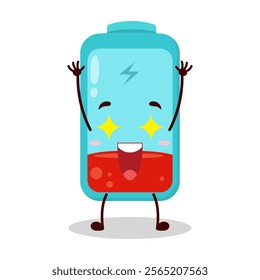 cute excited expression of empty battery cartoon character
