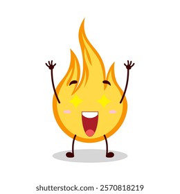 cute excited expression of fire cartoon character
