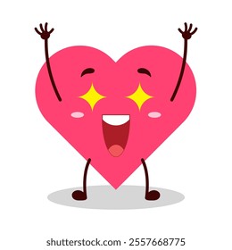 cute excited expression of heart cartoon character