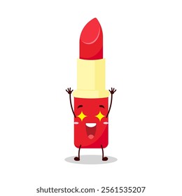 cute excited expression of lipstick cartoon character
