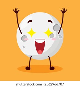 cute excited expression of moon cartoon character
