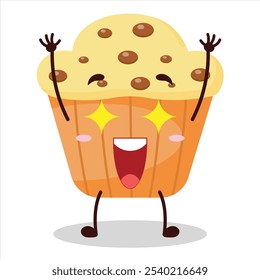 cute excited expression of muffin character