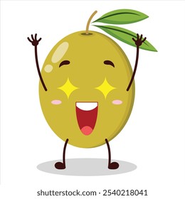 cute excited expression of olive character