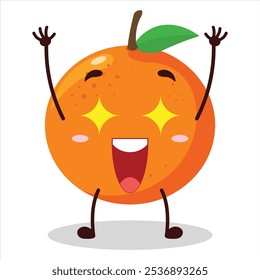 cute excited expression of orange character