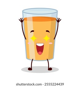 cute excited expression of orange juice cartoon character