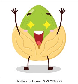 cute excited expression of pistachio character