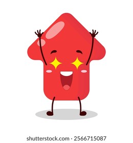 cute excited expression of red arrow cartoon character
