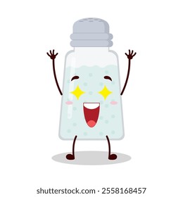 cute excited expression of salt cartoon character
