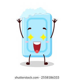 cute excited expression of soap cartoon character
