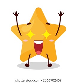 cute excited expression of star cartoon character