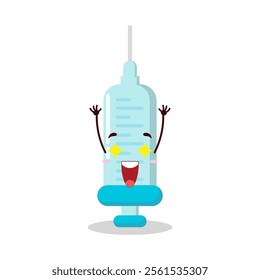 cute excited expression of syringe cartoon character
