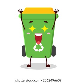 cute excited expression of trash bin cartoon character
