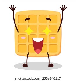 cute excited expression of waffle character