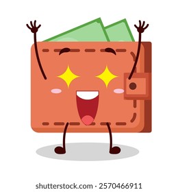 cute excited expression of wallet cartoon character
