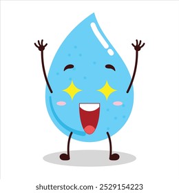 cute excited expression of water drop cartoon character