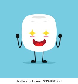 Cute excited marshmallow character. Funny electrifying marshmallow cartoon emoticon in flat style. sweet emoji vector illustration