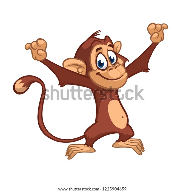 かわいいエキサイティングな猿の漫画のアイコン 猿の輪郭を描いたベクターイラスト のベクター画像素材 ロイヤリティフリー