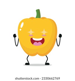 Cute excited paprika character. Funny electrifying paprika cartoon emoticon in flat style. vegetable emoji vector illustration