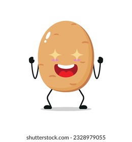 Cute excited potato character. Funny electrifying potato cartoon emoticon in flat style. vegetable emoji vector illustration