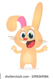 Cute excited rabbit cartoon. Vector illustration